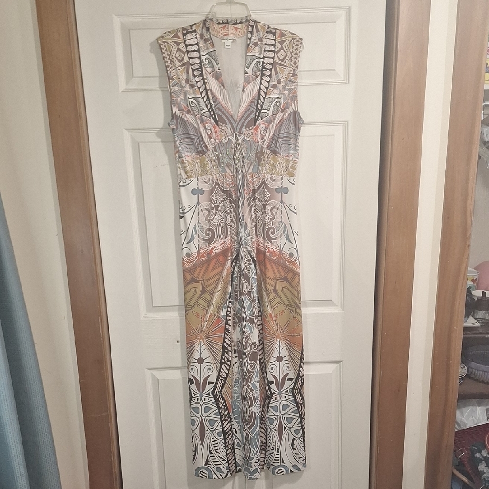 World Unity Spandex Embellished Sleeveless Sheath Maxi Dress-M-Tribal Southwest